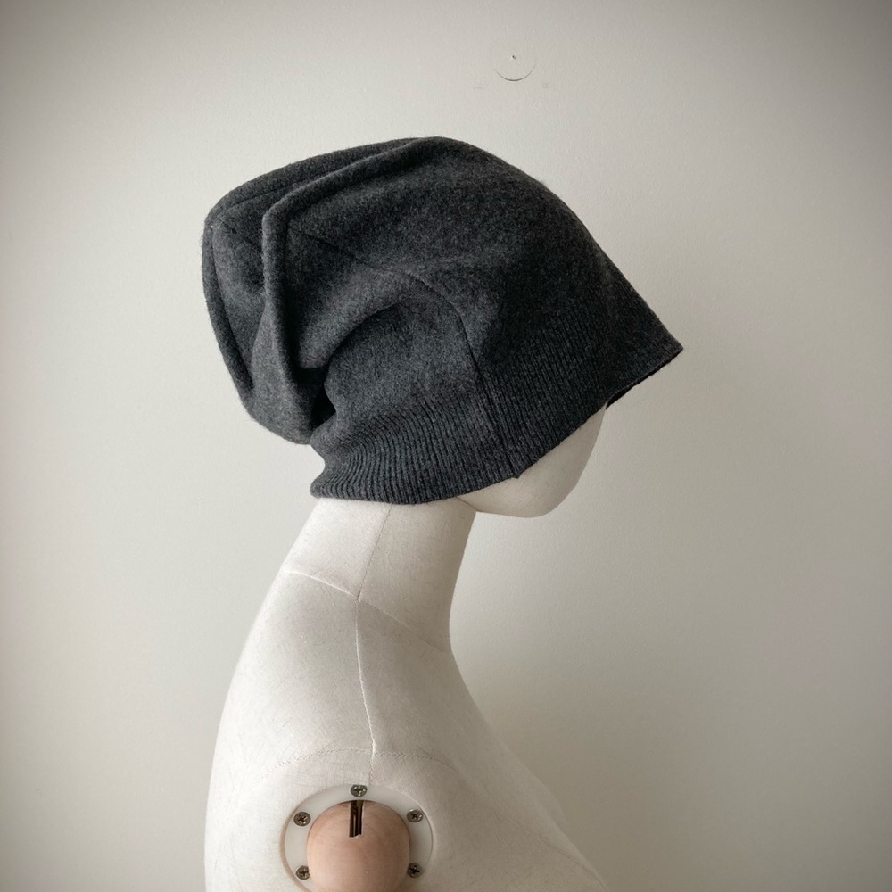 origami crown 100% cashmere sweater hat joodito bucket beanie cap deep dark gray - Picture 3 of 10